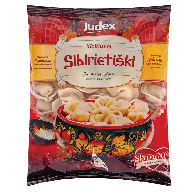 Пельмени с мясной начинкой, быстро замороженные SIBIRIETIŠKI, 500 г