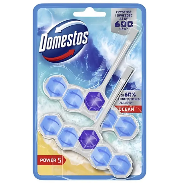 Tualeto valiklis-gaiviklis DOMESTOS POWER 5 OCEAN, 2 x 50 g