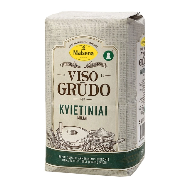 Kvietiniai visų grūdo dalių miltai MALSENA, 1,75 kg