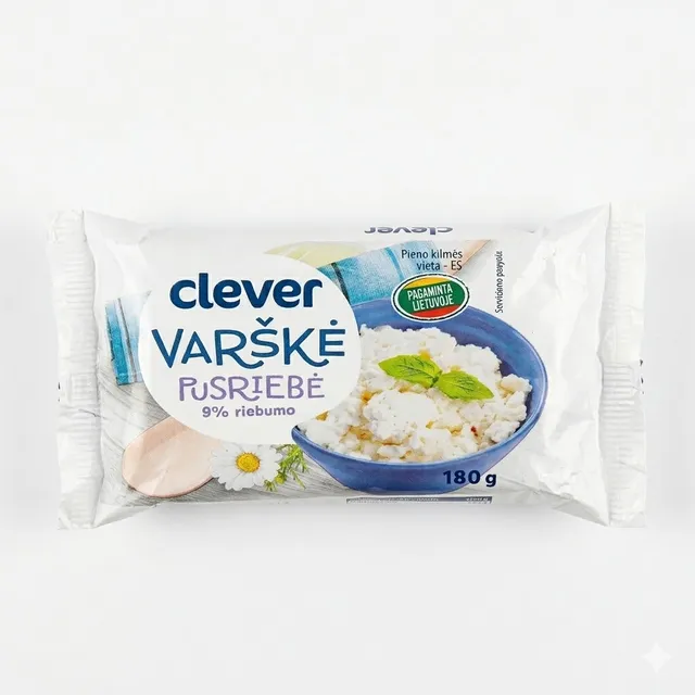 Творог 9% жирности CLEVER, 180 г