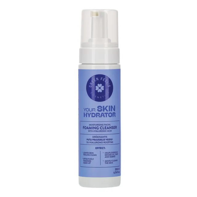 Drėkinantis putų prausiklis veidui su hialurono rūgštimi GREEN FEEL'S, 200 ml