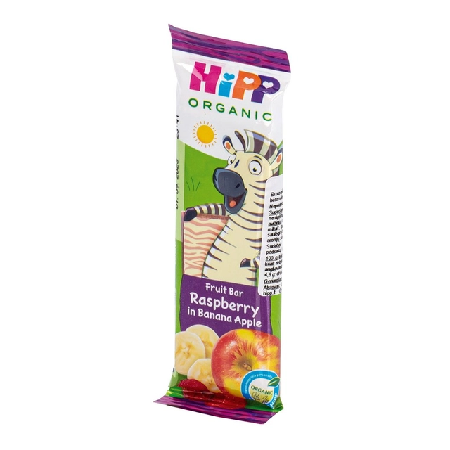 Ekologiškas bananų, obuolių sulčių ir aviečių batonėlis (nuo 1 metų ) HIPP, 20 g