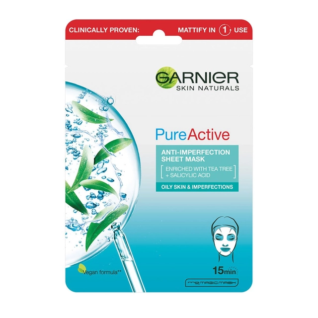 Lakštinė veido kaukė GARNIER PURE ACTIVE, 28 g