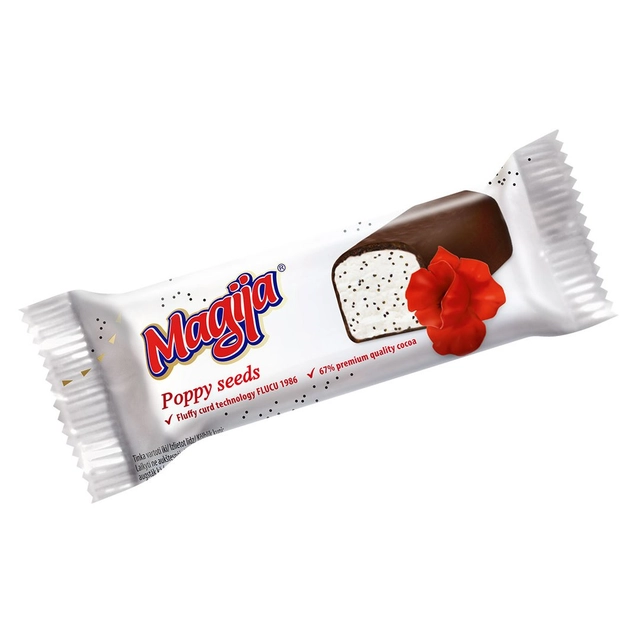 Glazed curd snack with poppy seeds MAGIJA, 24% fat, 45 g