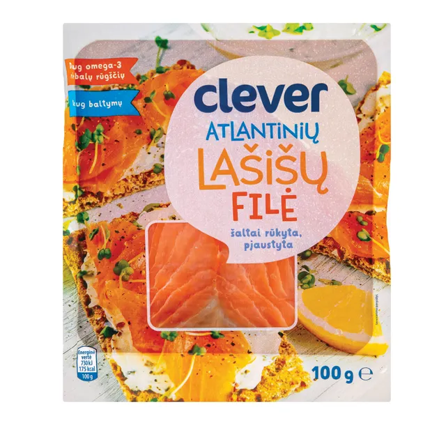 Cold smoked sliced salmon fillet CLEVER, 100 g