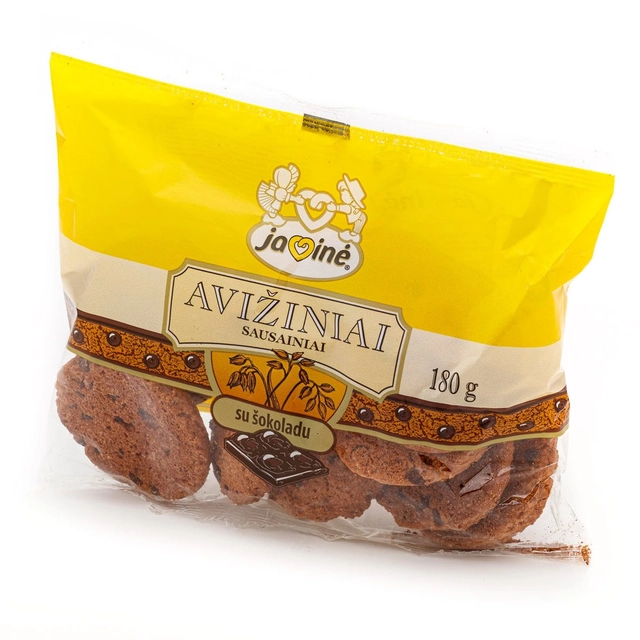 Avižiniai sausainiai su šokoladu JAVINĖ, 180 g