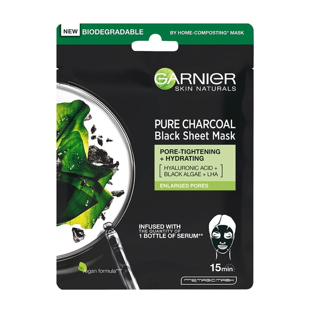 Veido kaukė su anglimi ir dubliais GARNIER SKIN NATURALS, 28 g