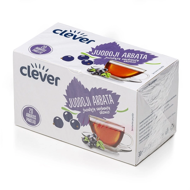 Juoda aromatizuota arbata juodųjų serbentų CLEVER, 20 vnt.