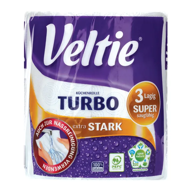 Popierinis rankšluostis VELTIE TURBO (3 sluoksnių), 1 vnt.