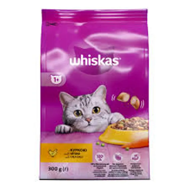 Полноценный сухой корм для взрослых кошек WHISKAS Adult с курицей 300 г