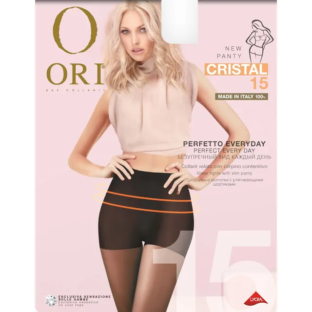 Moteriškos pėdkelnės ORI CRISTAL 15 DEN, 5 dydis, spalva NATURE