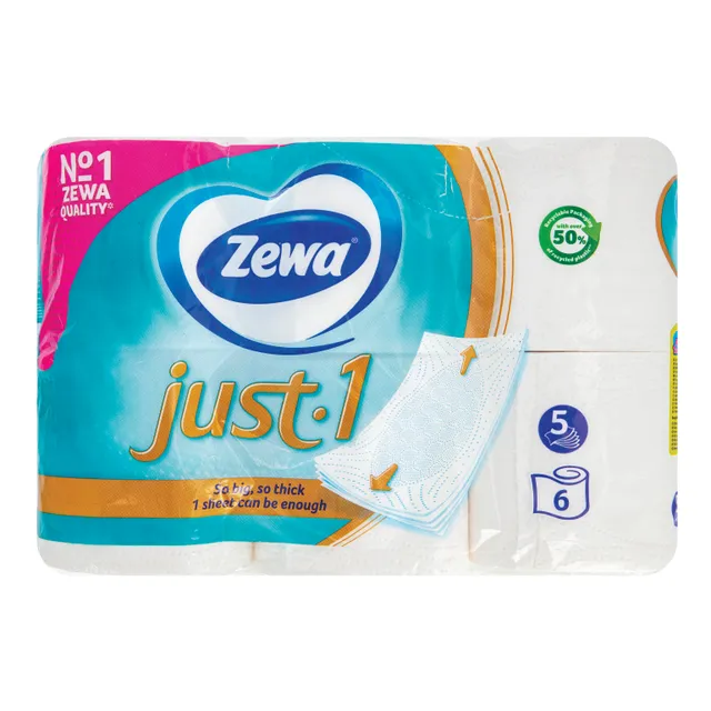 Toilet paper ZEWA JUST1, 6 rolls