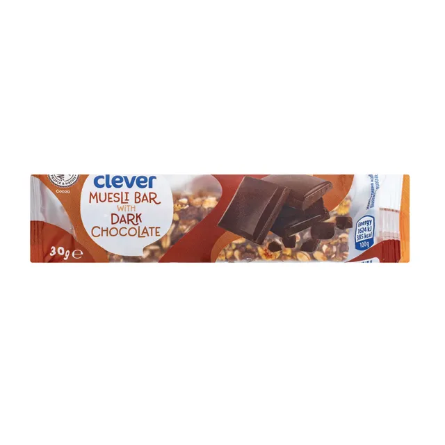 Avižinis batonėlis su juoduoju šokoladu CLEVER, 30 g