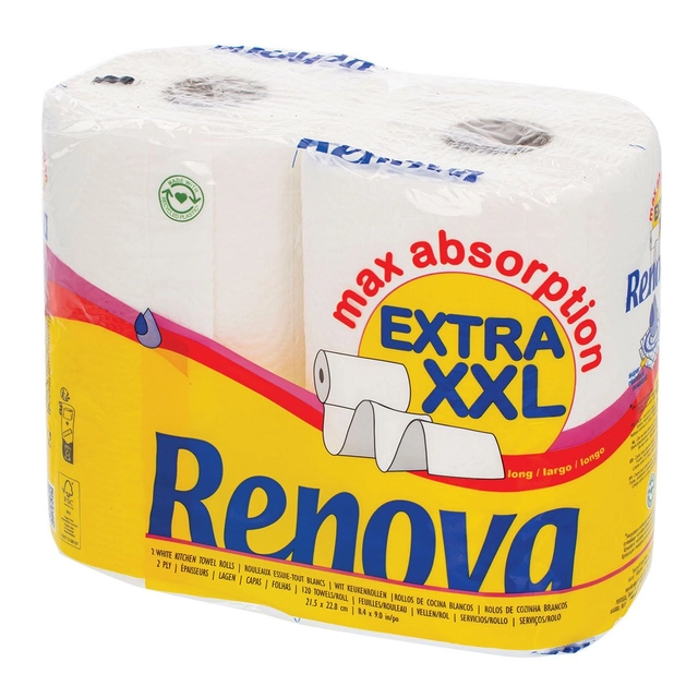Popieriniai rankšluosčiai RENOVA MAXI ABSORPTION EXTRA XXL (2 sluoksnių), 2 vnt.