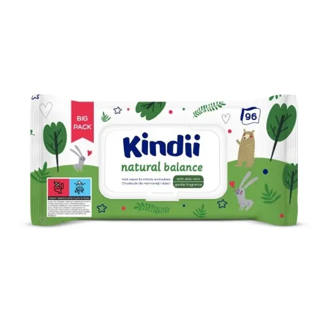 Влажные салфетки, KINDII NATURAL BALANCE, 96 шт.
