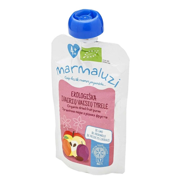 Экологическое пюре из различных фруктов MARMALUZI (с 4 месяцев), 90 г