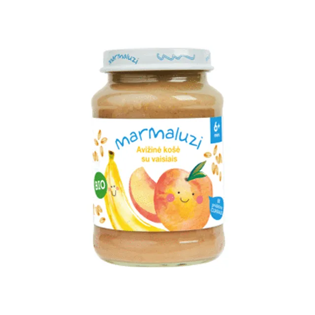 Ekologiška košė MARMALUZI persikų, bananų, avižų, 6 mėn., 190 g