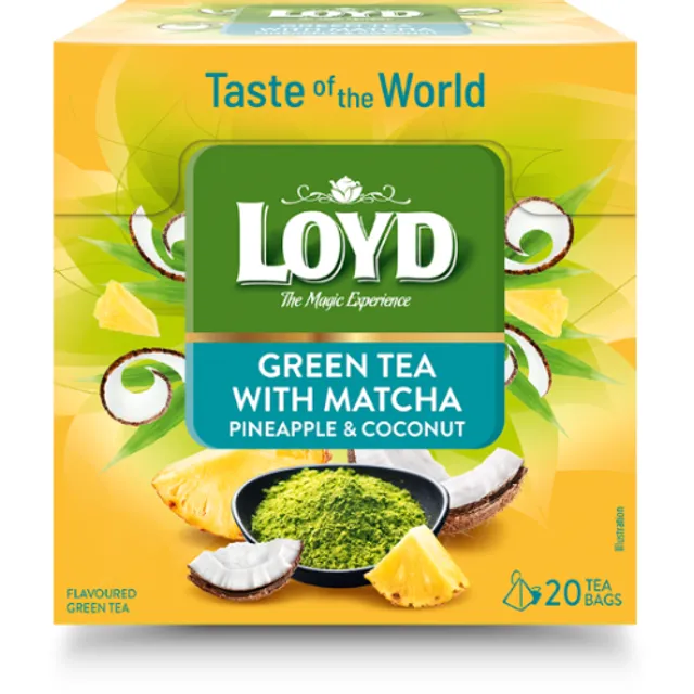 Green tea pineapple and coconut flavor LOYD GREEN MATCHA, 20 x 1.5 g