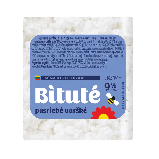 Pusriebė varškė 9% rieb. IKI/BITUTĖ, 1kg