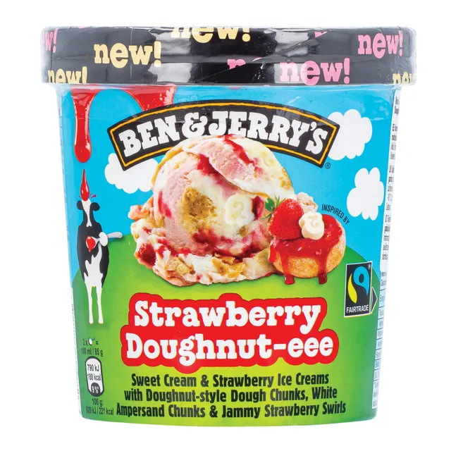Мороженое BEN&JERRY'S Клубничный пончик, 465 мл