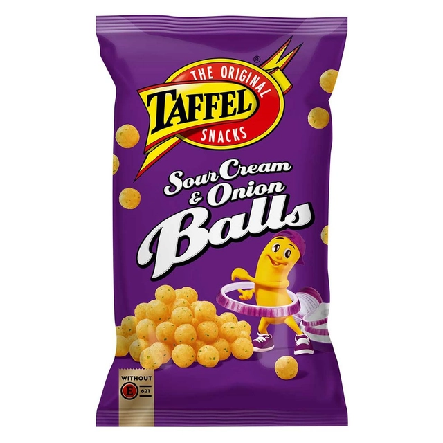 Chips TAFFEL SOURCREAM & ONION BALLS, 165 g