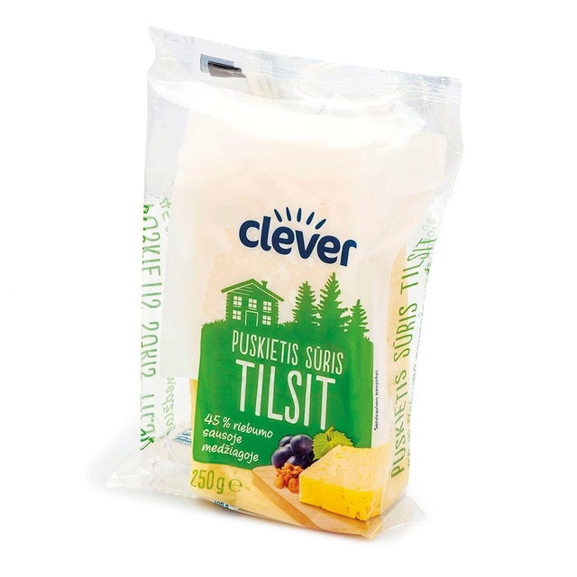 Puskietis sūris CLEVER TILSIT, 45% rieb., 250 g