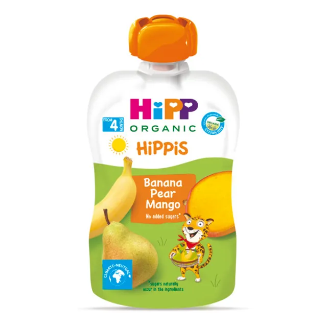 Organic banana, pear, mango puree from 4 months HIPP, 100 g