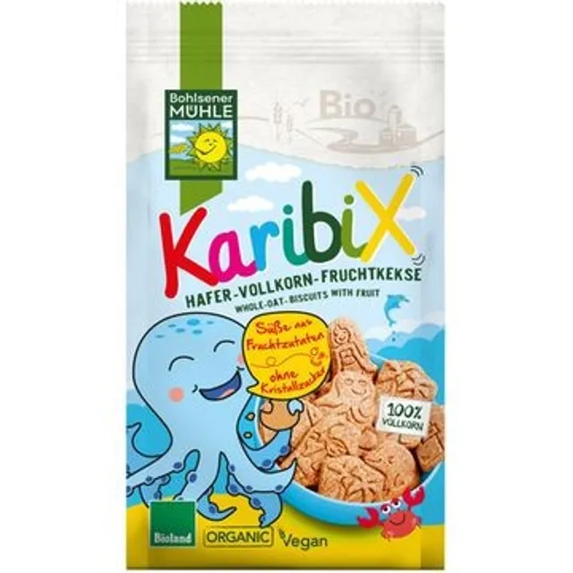 Ekologiški avižiniai sausainiai su vaisiais BOHLSENER MUHLE KARIBIX, 125 g