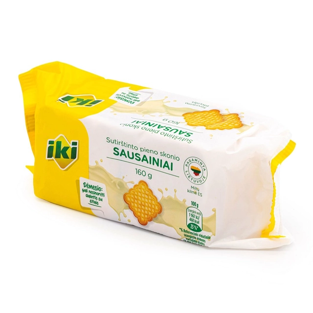 Sutirštinto pieno skonio sausainiai IKI, 160 g