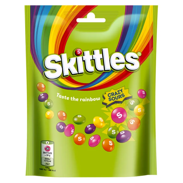 Rūgštūs vaisių skonio saldainiai SKITTLES SOURS, 152 g