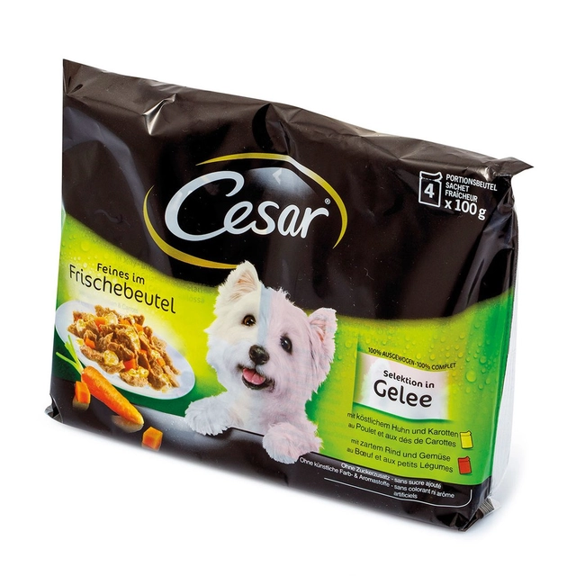 Konservuotas šunų ėdalas su vištiena, jautiena ir morkomis CESAR, 400 g