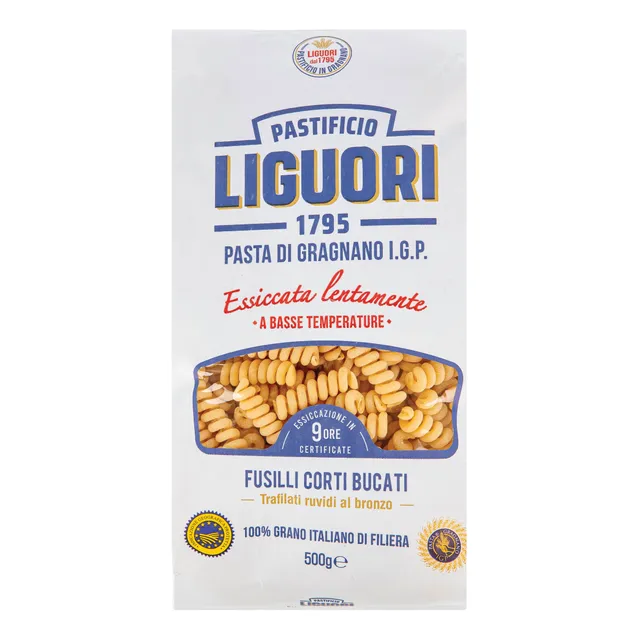 Kietagrūdžiai itališki makaronai LIGUORI FUSILLI CORTI BUCATI, 500 g