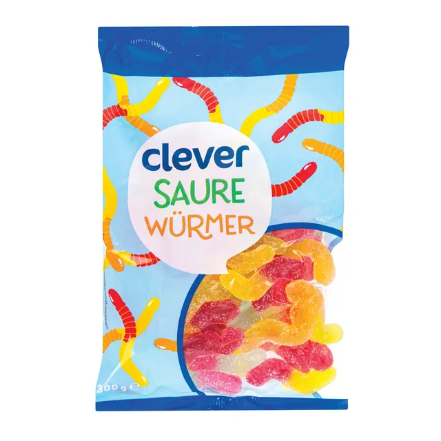 Guminukai rūgštūs sliekai CLEVER, 300 g
