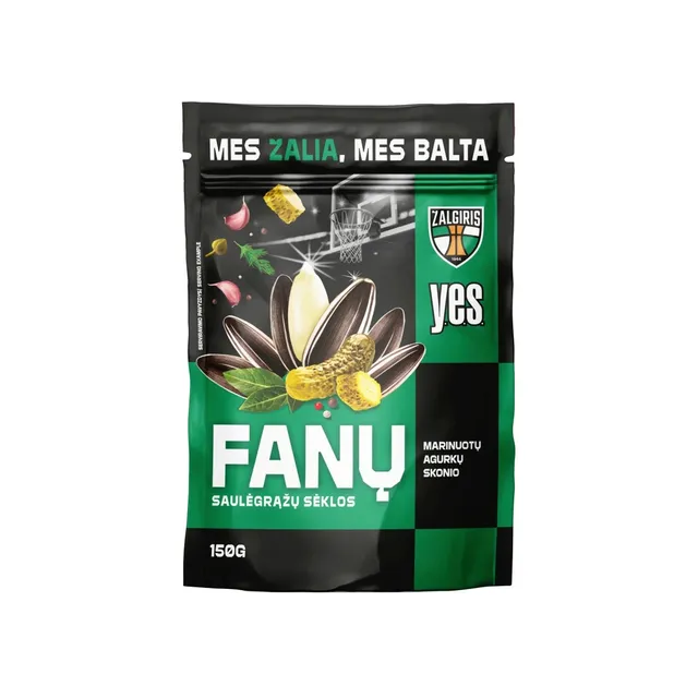 Striped sunflower seeds cucumber flavor YES ŽALGIRIS, 150 g