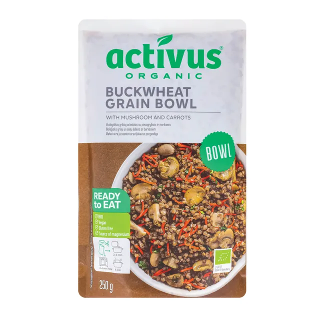 Organic buckwheat dish with brown mushrooms and carrots ACTIVUS, 250 g