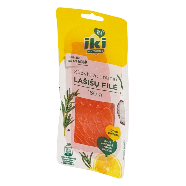 Salted Atlantic salmon fillet pieces with skin IKI, 160 g