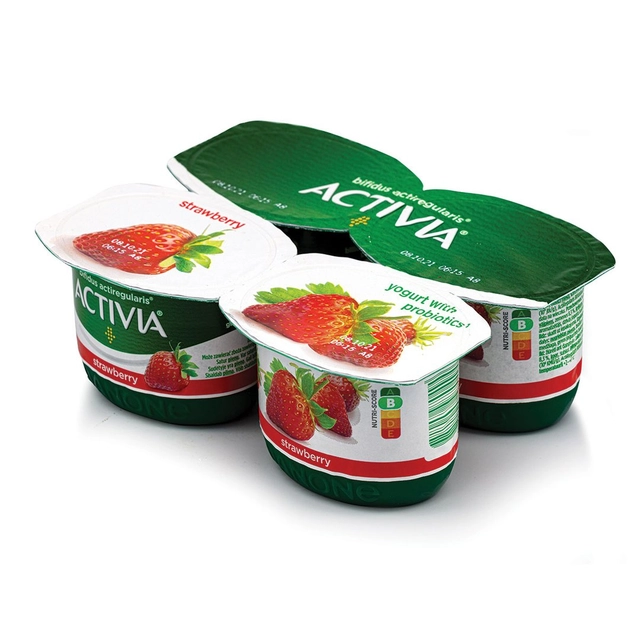 Jogurtas su braškėmis ACTIVIA, 4x120 g
