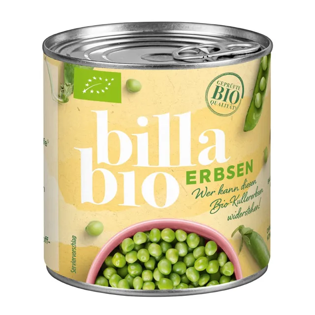 Žalieji žirneliai BILLA BIO, 420 ml