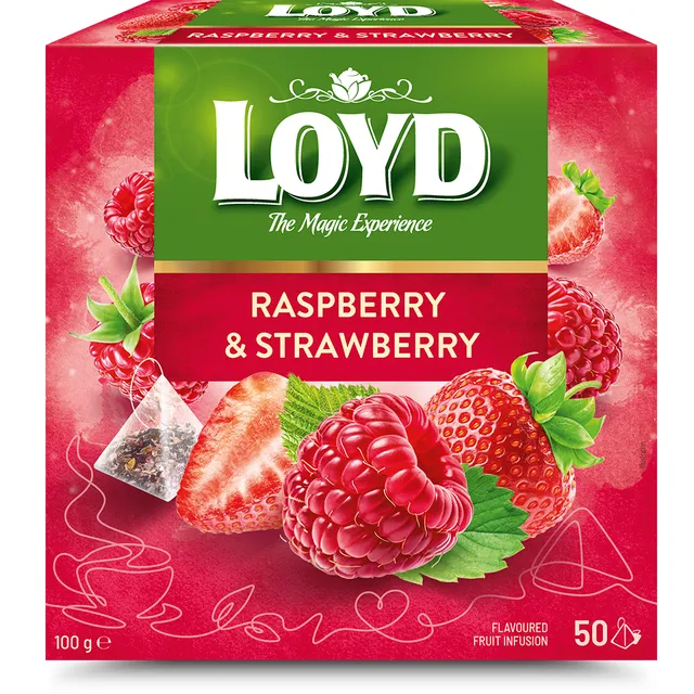 Фруктовый чай со вкусом малины и клубники LOYD, 50 шт.