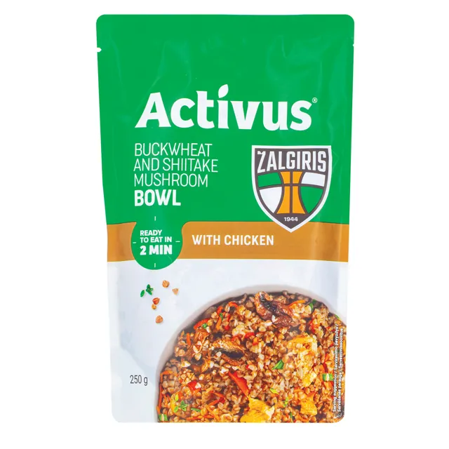 ACTIVUS & ŽALGIRIS grikiai su vištiena ir šitakių grybais, 250g