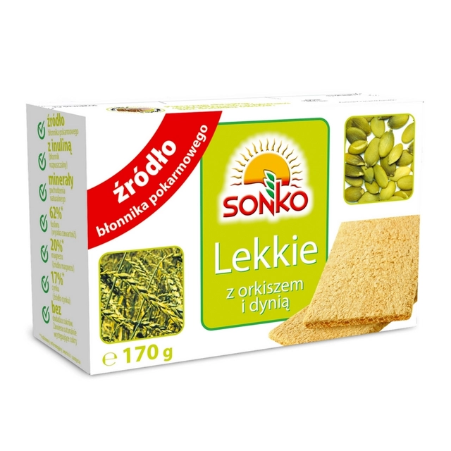 Lengva duonytė su spelta miltais ir moliūgų sėklomis SONKO, 170 g