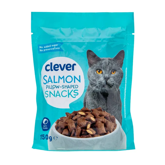 Traškios pagalvėlės katėms su lašiša CLEVER, 150 g
