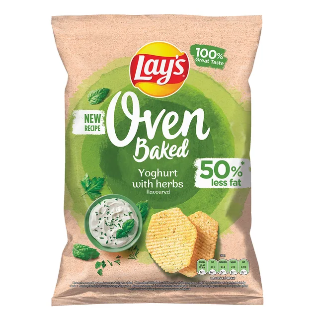 Jogurto ir prieskoninių žolelių skonio kepti bulvių traškučiai LAY'S OVEN BAKED, 110 g