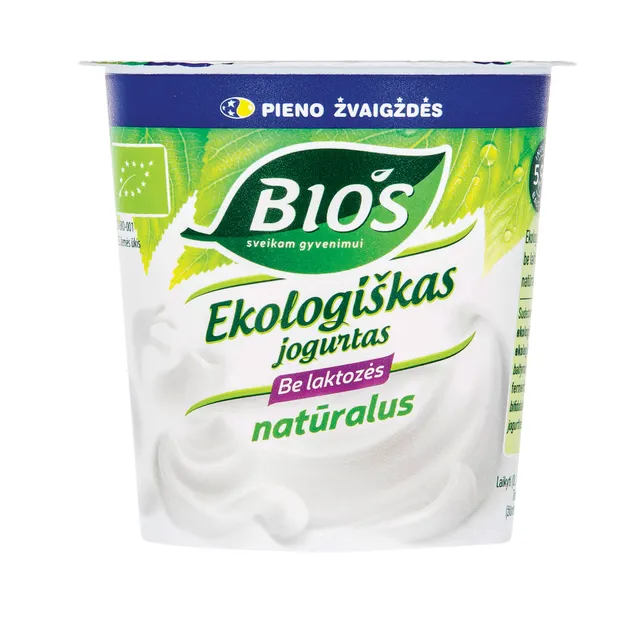 Ekologiškas jogurtas be laktozės BIOS, 3,8% rieb., 125 g