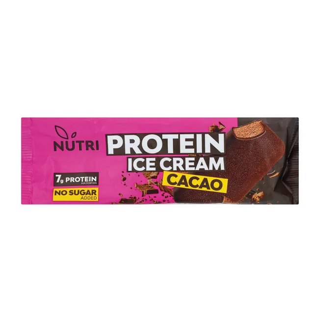 NUTRI PROTEIN какаовое съедобное мороженое с безсахарной глазурью на палочке (с подсластителями), 67 г
