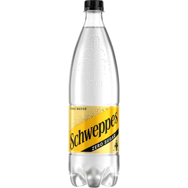Gazuotas gaivusis gėrimas su saldikliais SCHWEPPES TONIC WATER ZERO, 1 l