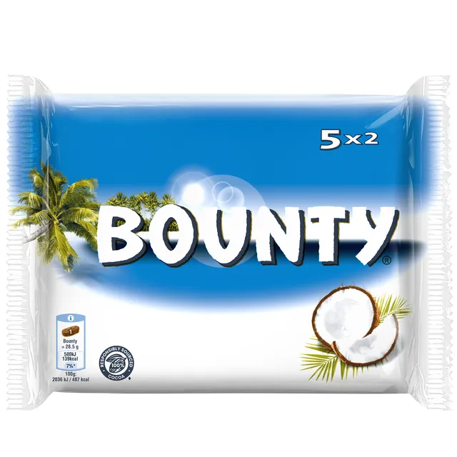 Молочный шоколад с мягкой кокосовой начинкой BOUNTY, 5 x 57 г