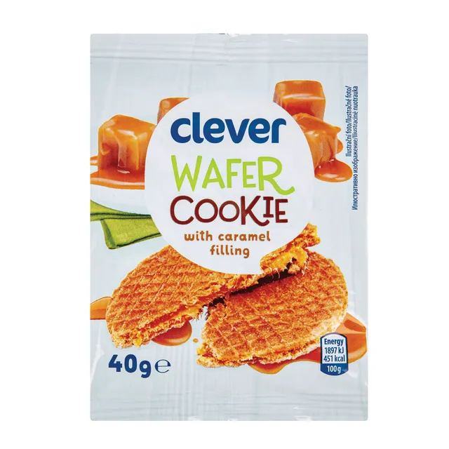 Waffle cookies with caramel filling CLEVER, 40 g