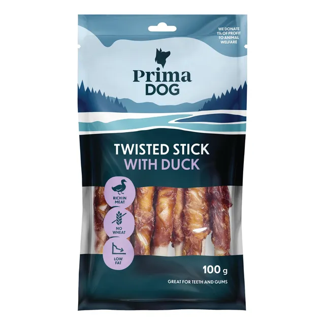 Палочка из утки и обработанной кожи PRIMA DOG 11 шт, 100 г