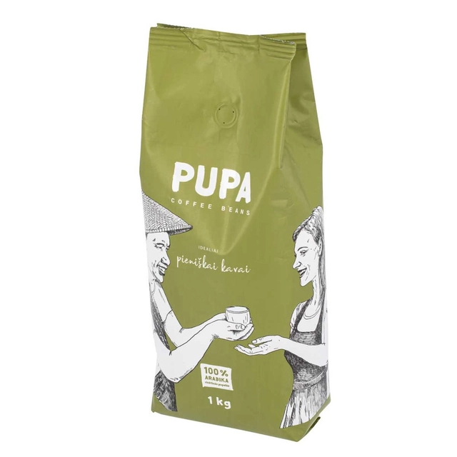 Kavos pupelės idealiai tinkančios pieniškai kavai PUPA Arabika 100%, 1 kg